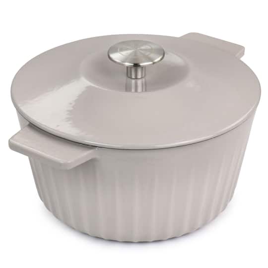 Martha Stewart 3qt. Light Taupe Enameled Cast Iron Dutch Oven with Lid